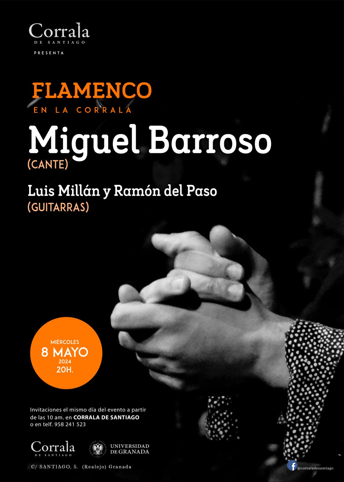 Las guitarras de Luis Millán y de Ramón del Paso acompañarán al cantaor Miguel Barroso el miércoles 8 de mayo, a las 20h.